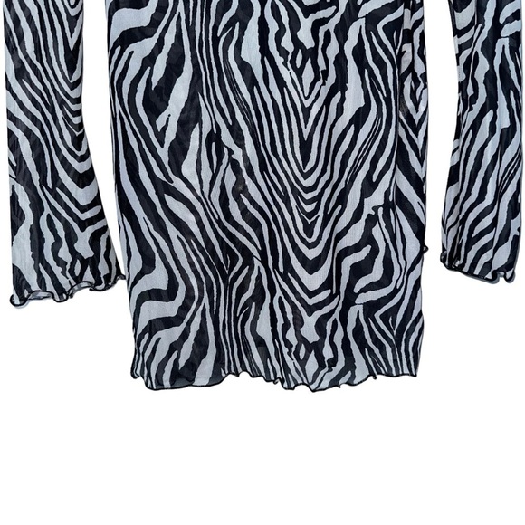NWOT SXY SHEER  BEACH COVERUP BODYCON DRESS IN ZEBRA PRINT SIZE SMALL 4 - Picture 7 of 15